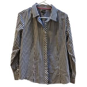 Talbots Women - Size 10 - Long Sleeve - Black & White Gingham, No Iron EUC